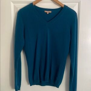 100% cashmere teal v-neck sweater